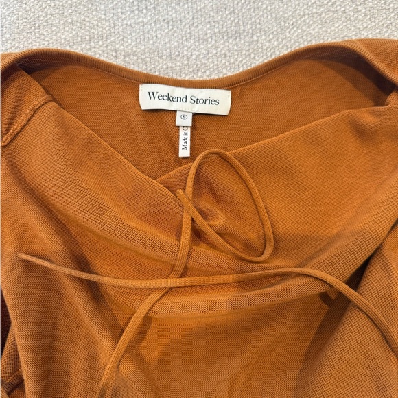 Weekend Stories Midi Slip Dress in Warm Orange Rust size Small - Picture 5 of 11